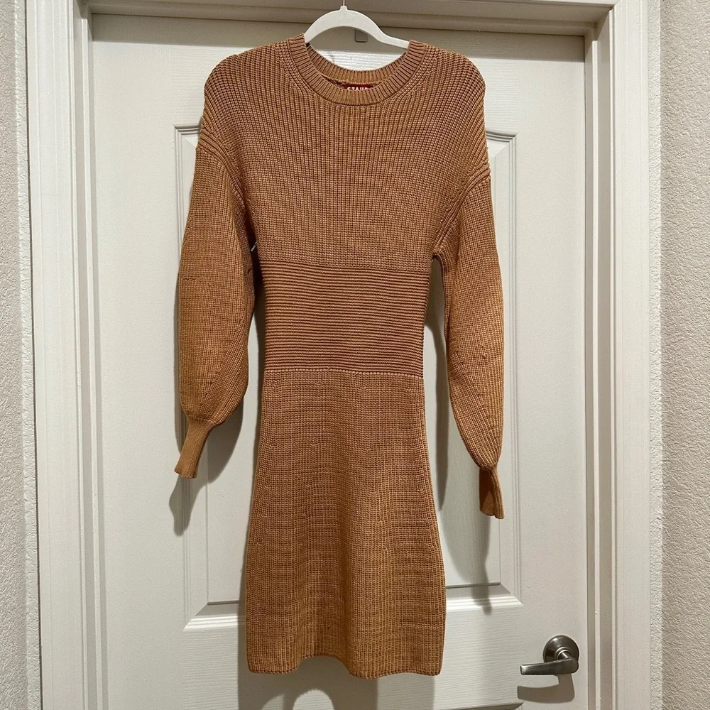 STAUD Marylebone Sweater Dress in Camel - Picture 5 of 14